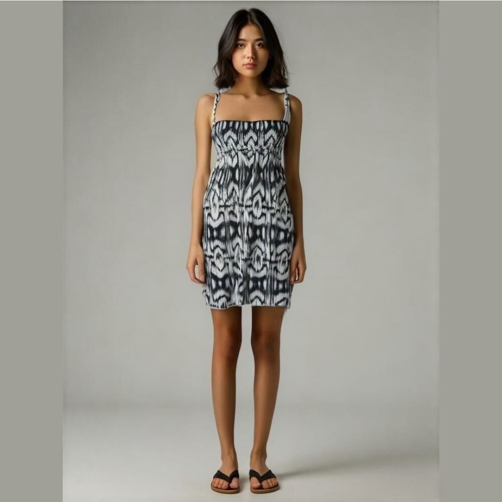 At Last Black and White Strappy Cotton Sundress